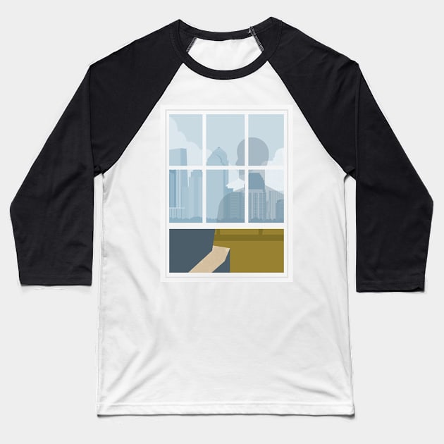 Man behind the window Baseball T-Shirt by Zakaria Azis